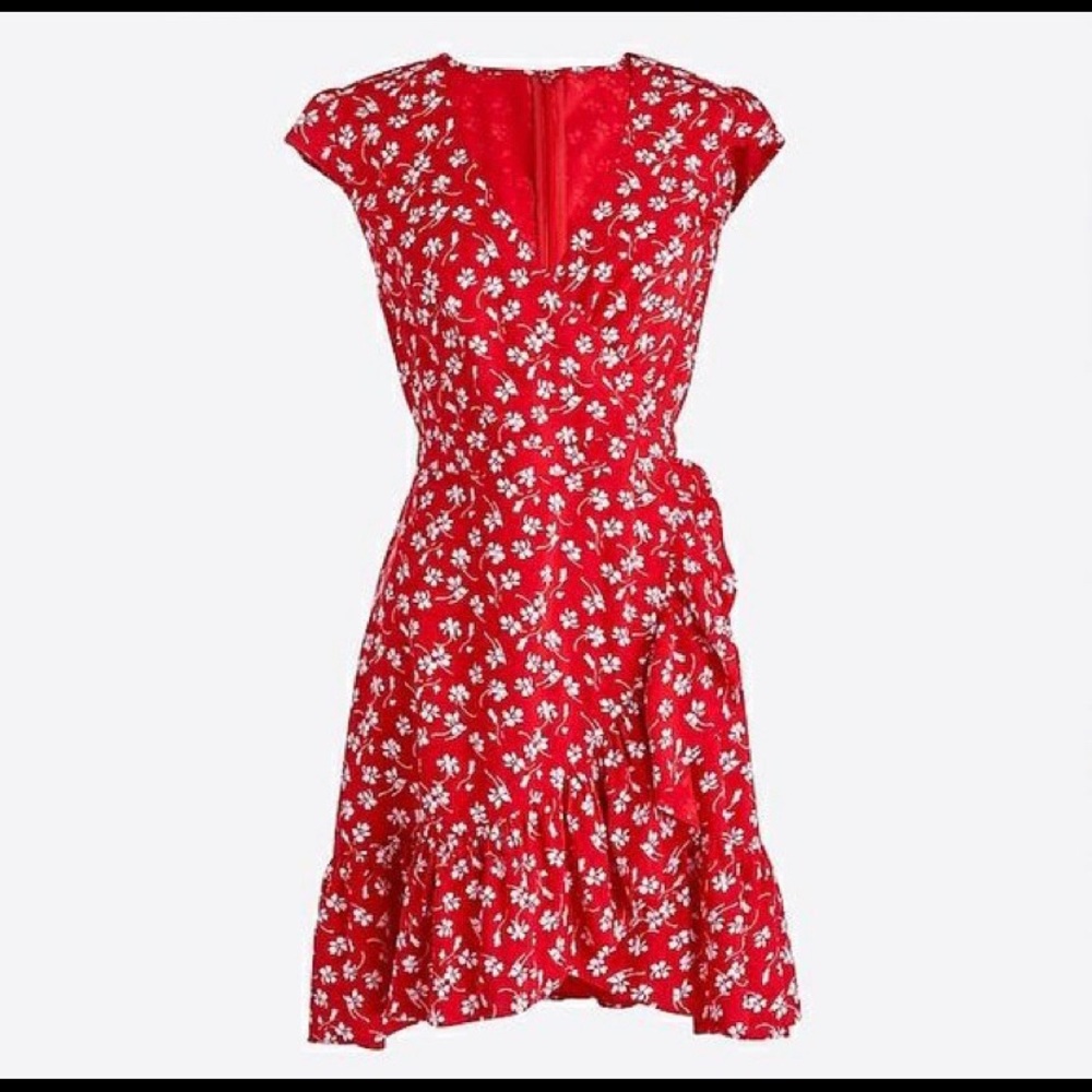 J crew red wrap dress